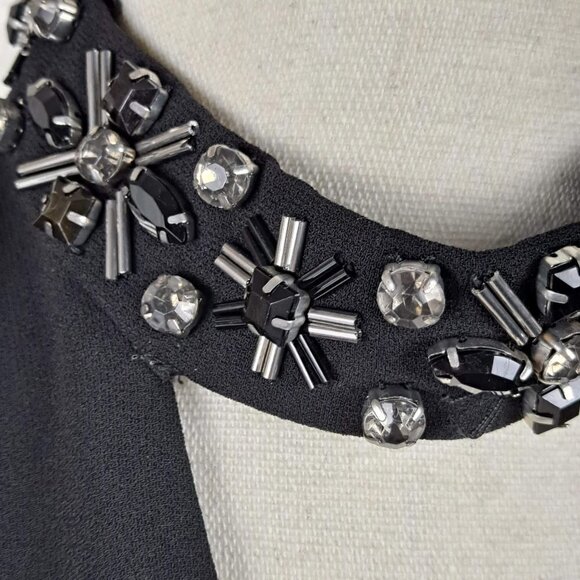 Ann Taylor Petite Size 0P Black Fit & Flare Dress Embellished Choker Collar NWOT - Picture 3 of 12